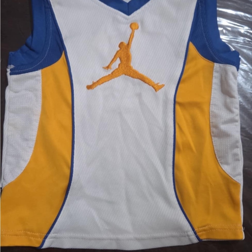 White and Yellow Basketball Tank Top